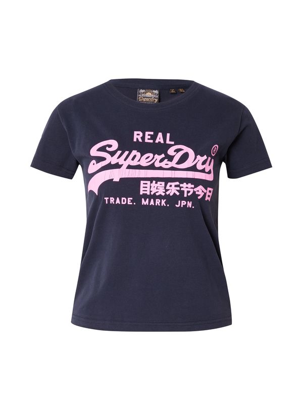 Superdry Superdry Тениска  нейви синьо / неоноволилаво