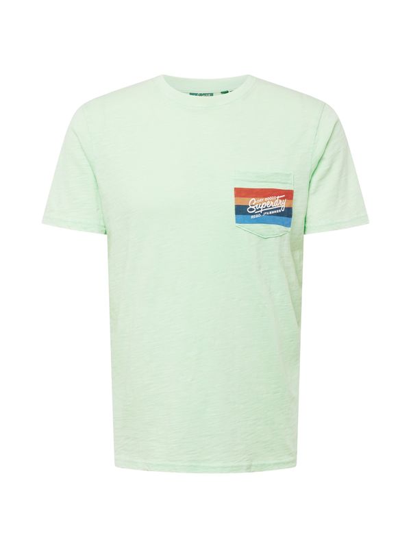 Superdry Superdry Тениска  пастелно зелено / пъстро