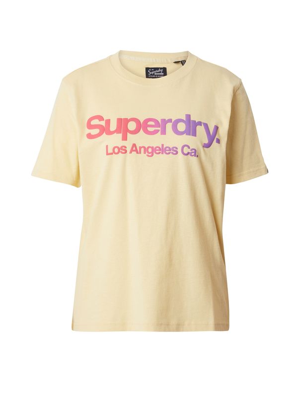 Superdry Superdry Тениска  светложълто / лилав / светлорозово