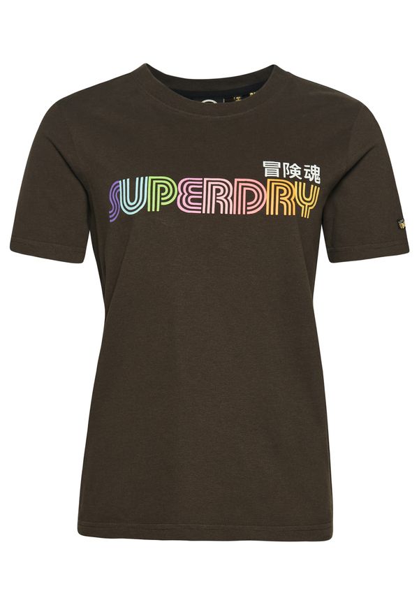 Superdry Superdry Тениска 'Vintage Retro Rainbow'  кафяво