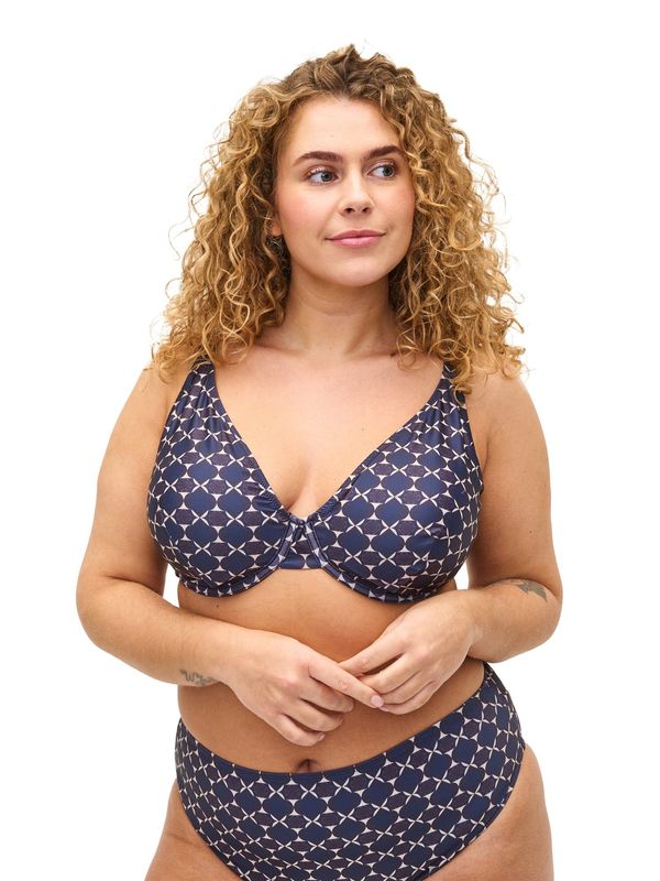 Swim by Zizzi Swim by Zizzi Горнище на бански 'Diya'  синя тинтява / шоколад / светлокафяво / бяло