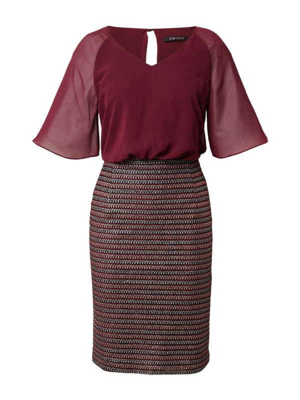 SWING SWING Рокля за коктейл  бордо / сребърно