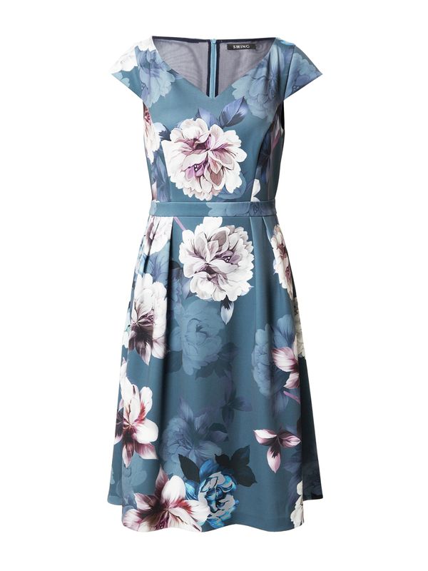 SWING SWING Рокля за коктейл  синьо / бледорозово / бургундово червено / бяло