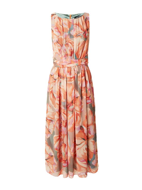 SWING SWING Рокля за коктейл  тъмнозелено / праскова / тъмнооранжево / фуксия