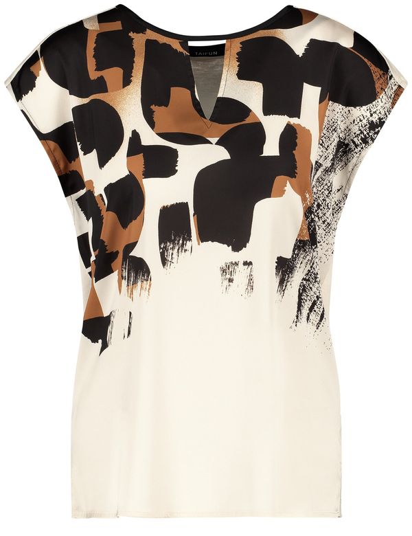 TAIFUN TAIFUN Блуза  екрю / кафяво / черно