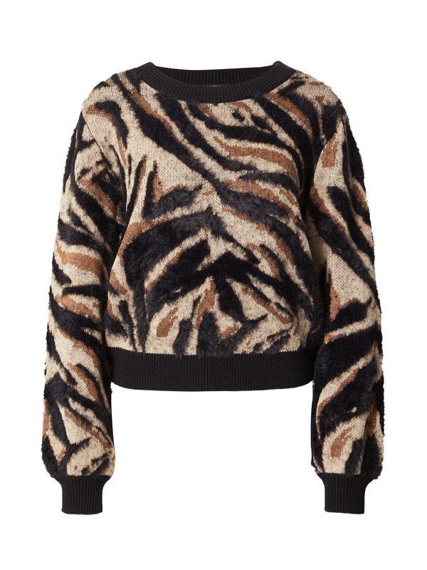 TAIFUN TAIFUN Пуловер  кремаво / пуебло оранжево-кафяво / черно