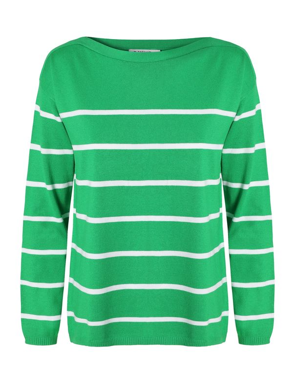 TATUUM TATUUM Пуловер 'DROP 1'  зелено / бяло