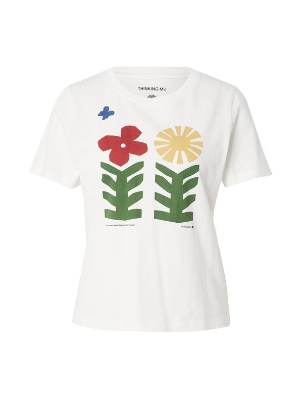 Thinking MU Thinking MU Тениска 'Methamorphosis Ida'  жълто / зелено / карминено червено / бяло