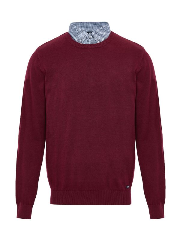 Threadbare Threadbare Пуловер 'Gibbs'  синьо / бургундово червено / бяло