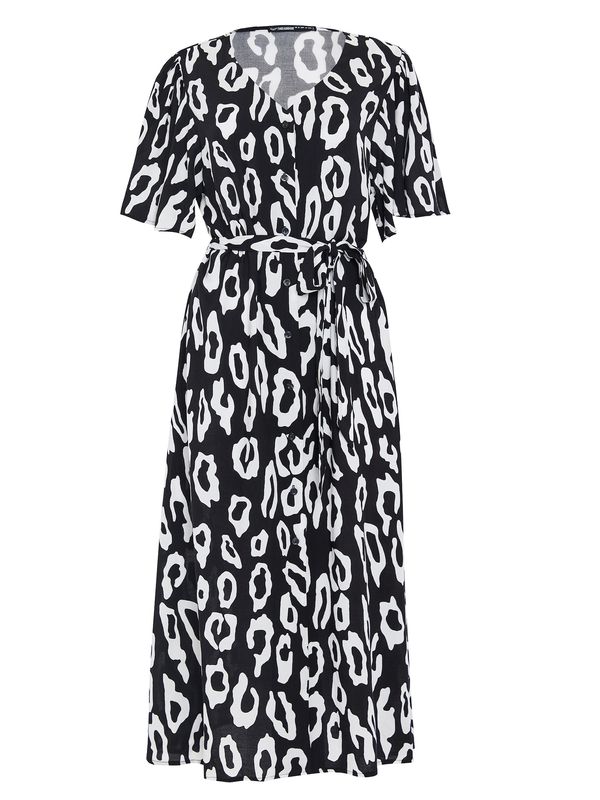 Threadbare Threadbare Рокля тип риза 'Fruit'  черно / бяло