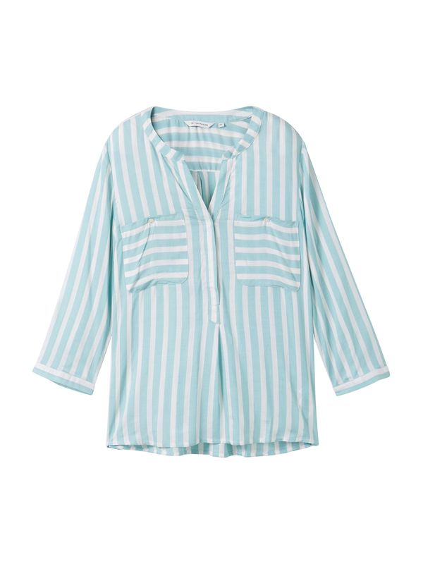 TOM TAILOR TOM TAILOR Блуза  аквамарин / бяло