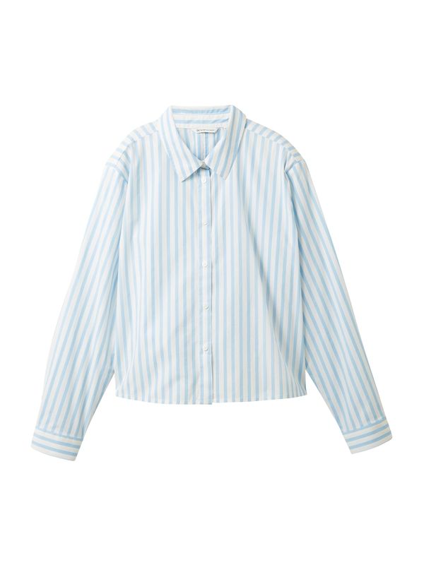 TOM TAILOR TOM TAILOR Блуза 'Boxy'  светлосиньо / бяло