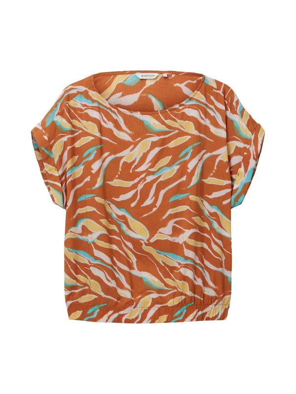 TOM TAILOR TOM TAILOR Блуза  кремаво / цвят "пясък" / аквамарин / карамел