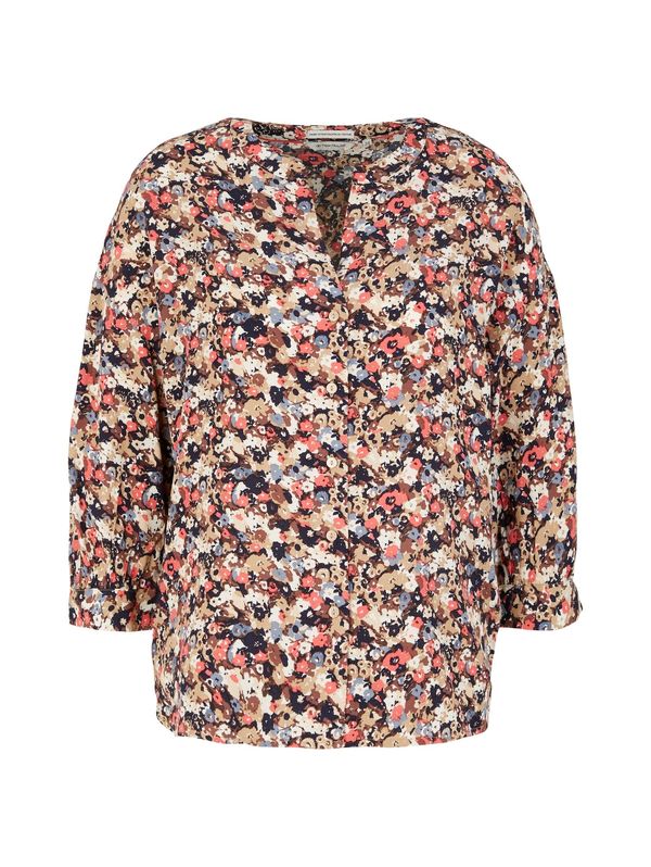 TOM TAILOR TOM TAILOR Блуза  кремаво / опушено синьо / нощно синьо / кафяво