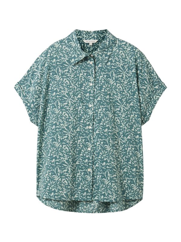 TOM TAILOR TOM TAILOR Блуза  кремаво / тъмнозелено