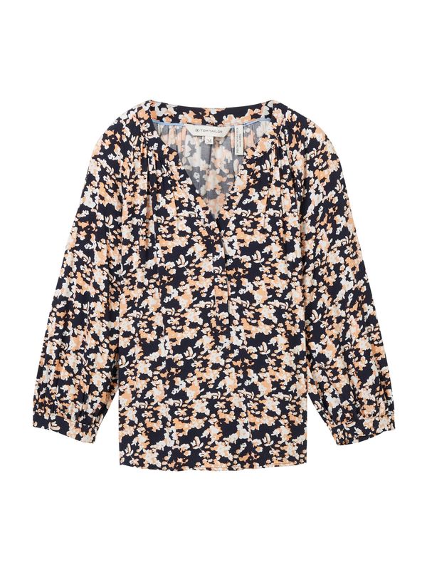 TOM TAILOR TOM TAILOR Блуза  нейви синьо / пастелно оранжево / бяло