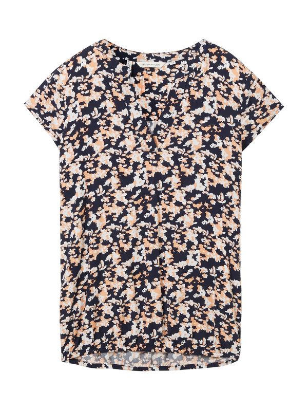 TOM TAILOR TOM TAILOR Блуза  оранжево / черно / мръсно бяло