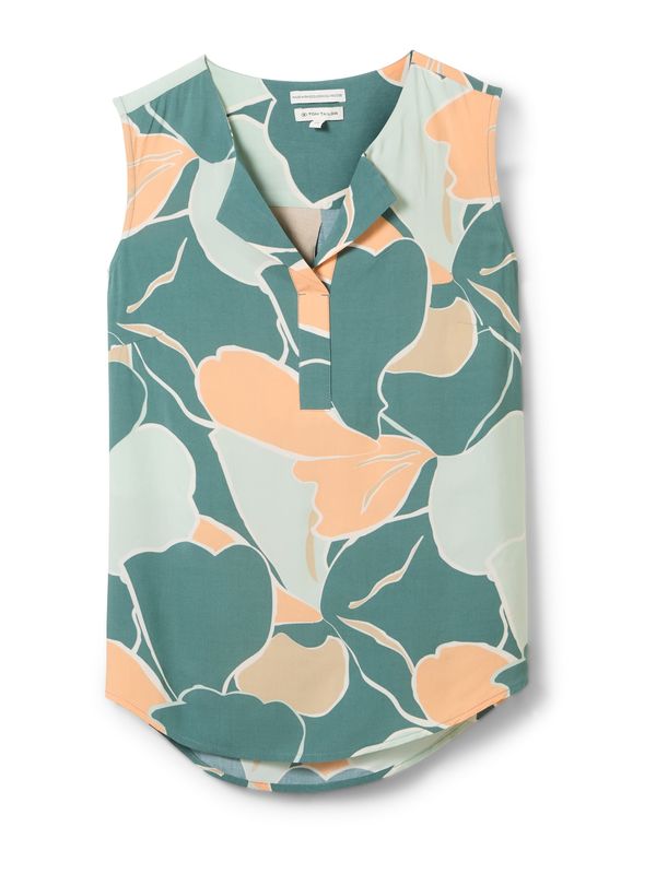 TOM TAILOR TOM TAILOR Блуза  смарагдово зелено / пастелно зелено / пастелно оранжево / бяло