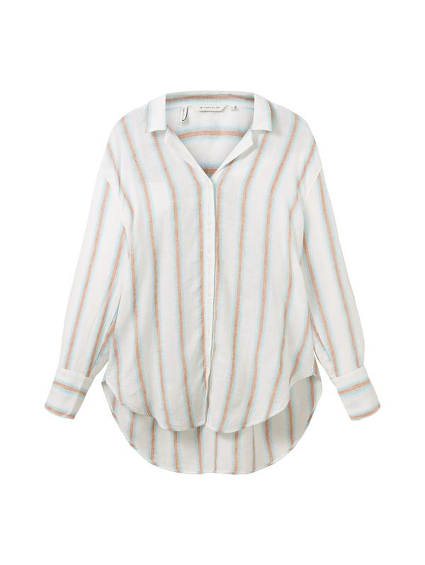 TOM TAILOR TOM TAILOR Блуза  светлосиньо / кафяво / мръсно бяло