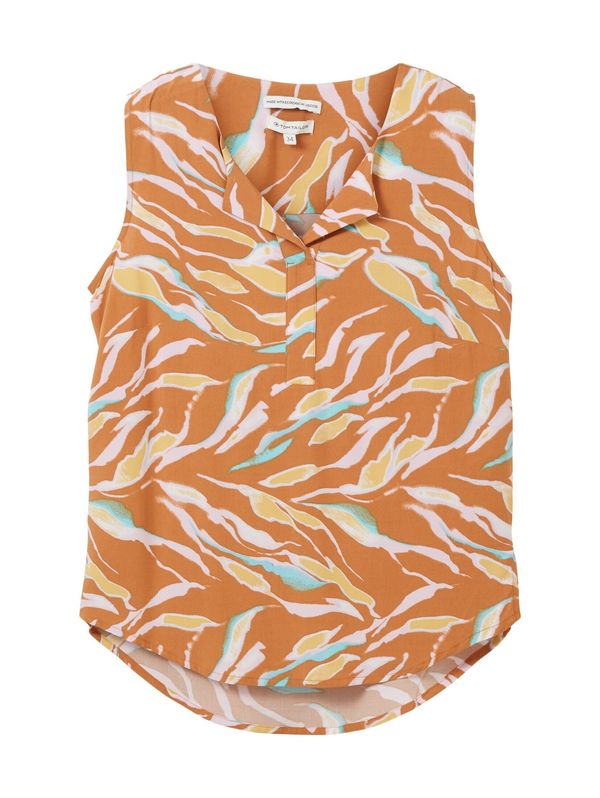 TOM TAILOR TOM TAILOR Блуза  светлосиньо / кафяво / жълто / бяло