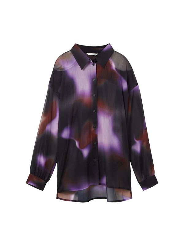 TOM TAILOR DENIM TOM TAILOR DENIM Блуза  ръждиво кафяво / светлолилаво / черно