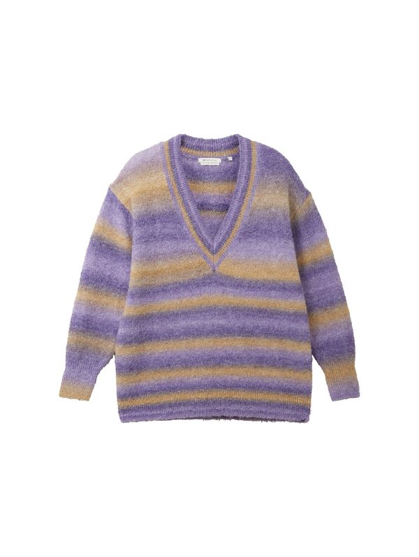 TOM TAILOR DENIM TOM TAILOR DENIM Пуловер  бежово / лилав