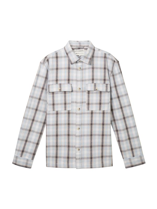 TOM TAILOR DENIM TOM TAILOR DENIM Риза  светлосиньо / тъмносиво / мръсно бяло