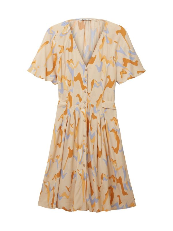 TOM TAILOR DENIM TOM TAILOR DENIM Рокля тип риза  бежово / синьо / кайсия / бяло