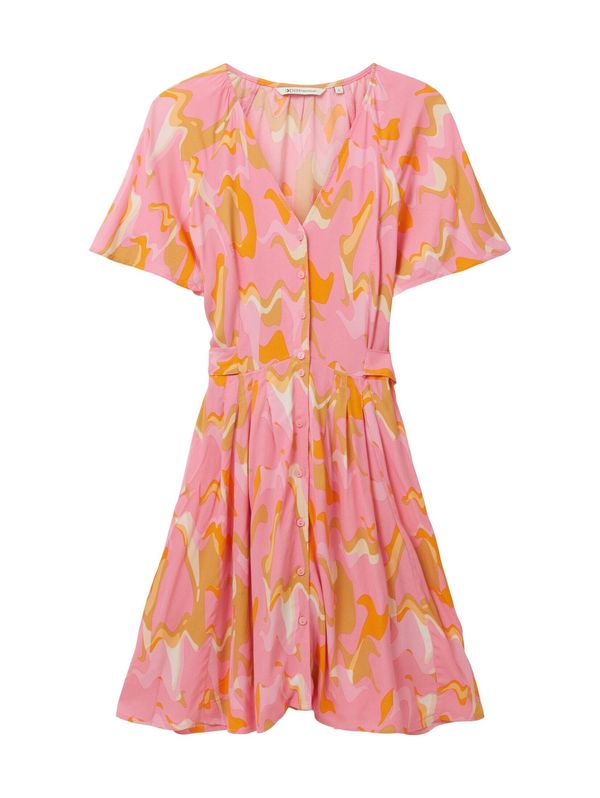 TOM TAILOR DENIM TOM TAILOR DENIM Рокля тип риза  бежово / жълто / зелено / розово