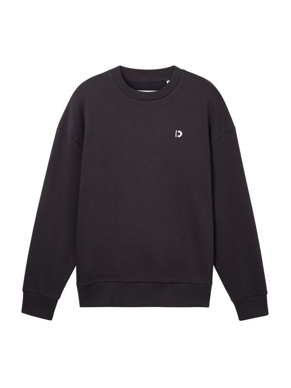 TOM TAILOR DENIM TOM TAILOR DENIM Суичър  антрацитно черно / бяло