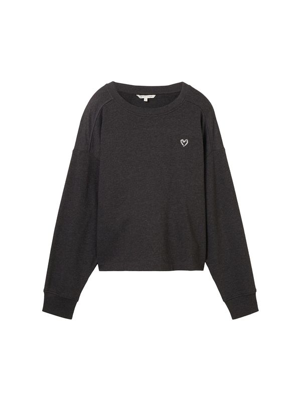 TOM TAILOR DENIM TOM TAILOR DENIM Суичър  антрацитно черно / тъмносиво / бяло