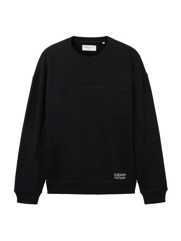 TOM TAILOR DENIM TOM TAILOR DENIM Суичър  черно / мръсно бяло