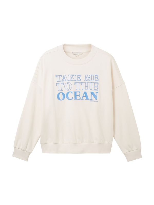 TOM TAILOR DENIM TOM TAILOR DENIM Суичър  светлосиньо / естествено бяло