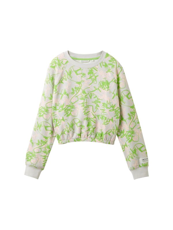 TOM TAILOR DENIM TOM TAILOR DENIM Суичър  светлосиво / лайм / бледорозово