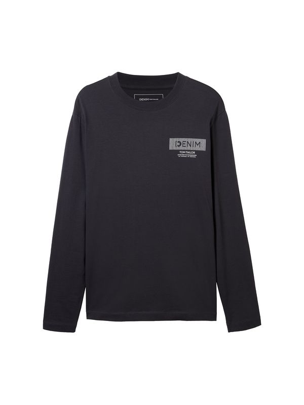 TOM TAILOR DENIM TOM TAILOR DENIM Тениска  антрацитно черно / бяло