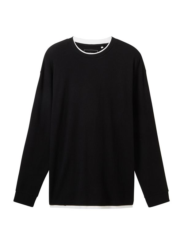 TOM TAILOR DENIM TOM TAILOR DENIM Тениска  черно / бяло