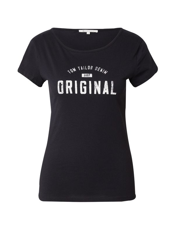 TOM TAILOR DENIM TOM TAILOR DENIM Тениска  черно / бяло