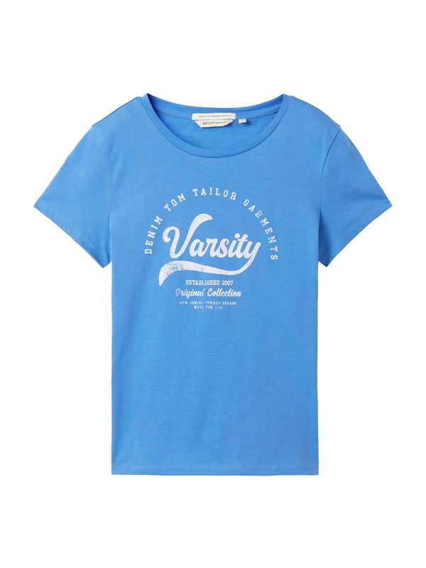 TOM TAILOR DENIM TOM TAILOR DENIM Тениска  лазурно синьо / бяло