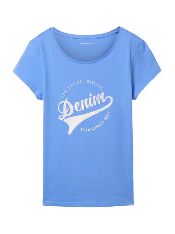 TOM TAILOR DENIM TOM TAILOR DENIM Тениска  лазурно синьо / бяло