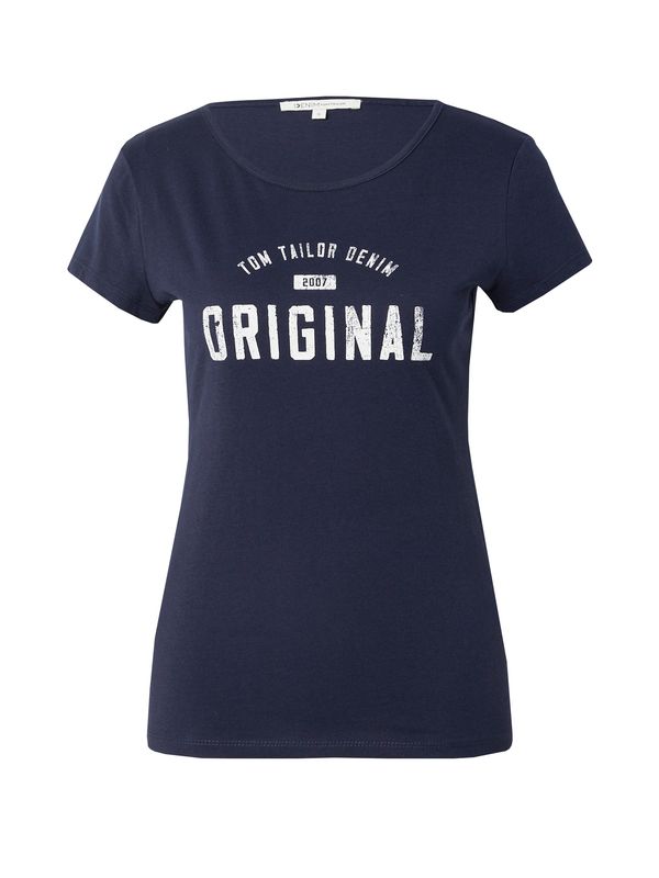 TOM TAILOR DENIM TOM TAILOR DENIM Тениска  морскосиньо / бяло