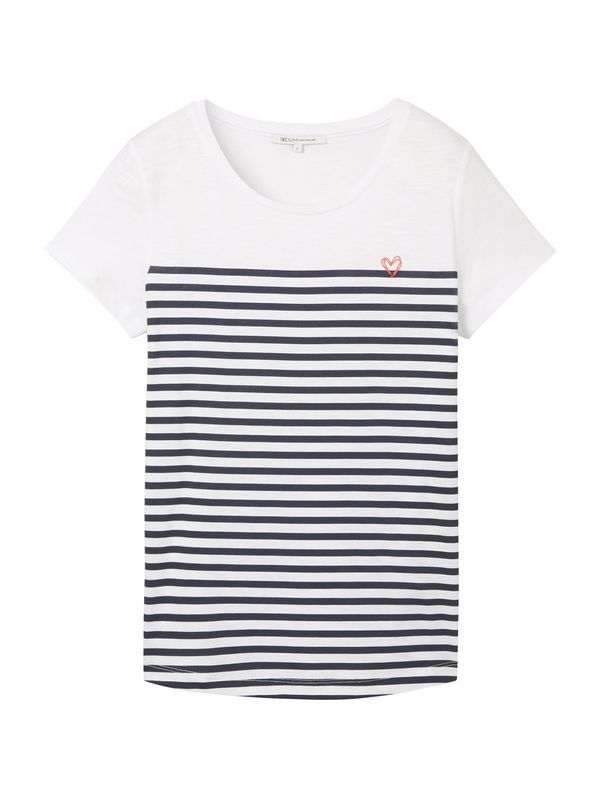 TOM TAILOR DENIM TOM TAILOR DENIM Тениска  морскосиньо / ярко червено / бяло