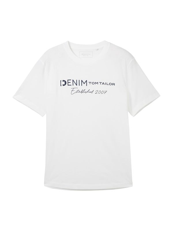 TOM TAILOR DENIM TOM TAILOR DENIM Тениска  нейви синьо / бяло