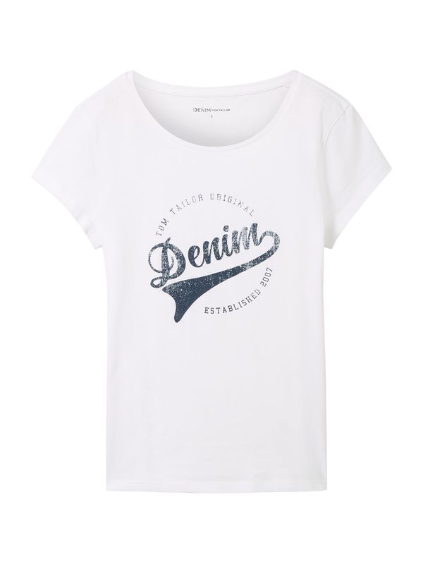 TOM TAILOR DENIM TOM TAILOR DENIM Тениска  нейви синьо / бяло