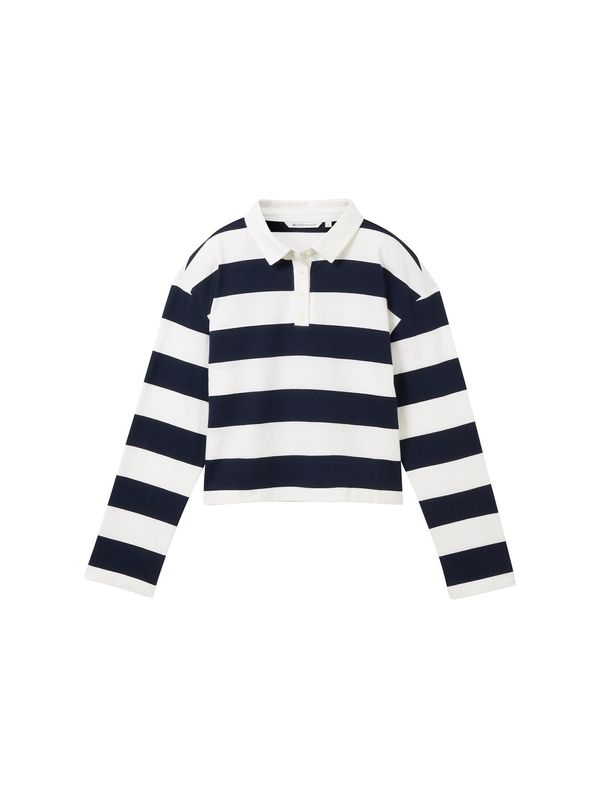 TOM TAILOR DENIM TOM TAILOR DENIM Тениска  нейви синьо / бяло