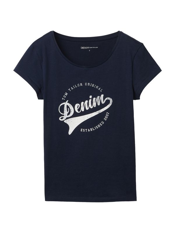 TOM TAILOR DENIM TOM TAILOR DENIM Тениска  нейви синьо / бяло
