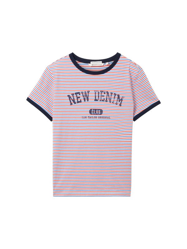 TOM TAILOR DENIM TOM TAILOR DENIM Тениска  нейви синьо / кралско синьо / светлочервено / бяло