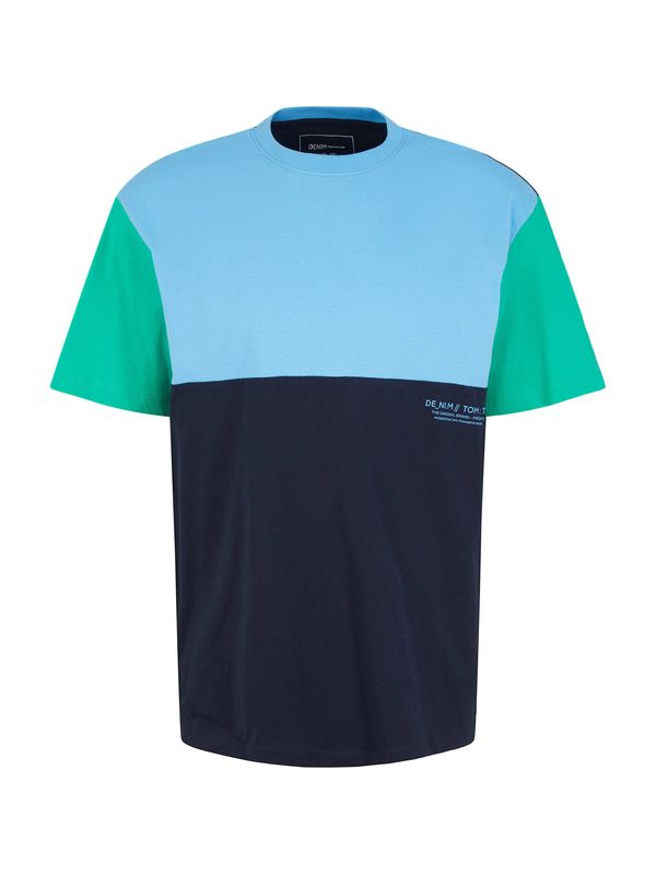 TOM TAILOR DENIM TOM TAILOR DENIM Тениска  нейви синьо / лазурно синьо / нефритено зелено
