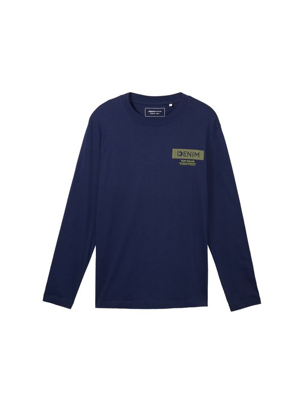 TOM TAILOR DENIM TOM TAILOR DENIM Тениска  нейви синьо / лимоненожълто