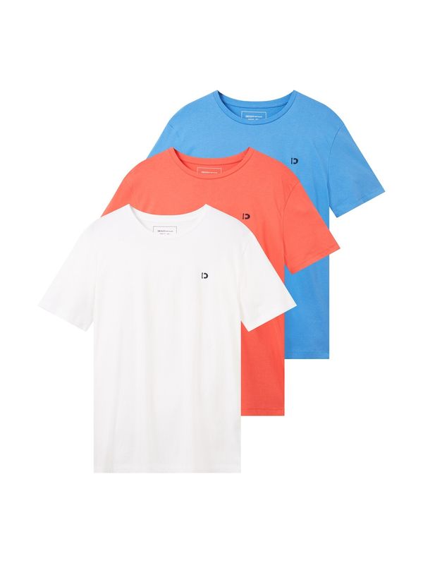 TOM TAILOR DENIM TOM TAILOR DENIM Тениска  нейви синьо / светлосиньо / корал / бяло