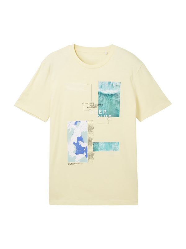 TOM TAILOR DENIM TOM TAILOR DENIM Тениска  синьо / светложълто / нефритено зелено / бяло